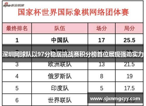 深圳网球队以97分稳居挑战赛积分榜首位展现强劲实力